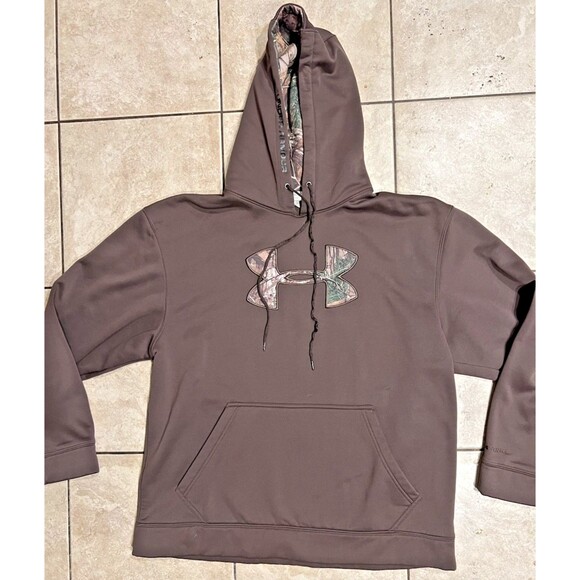 Under Armour Hoodie Mens XL Storm Loose Brown Camo Pullover Fleece Hunting - Picture 1 of 8
